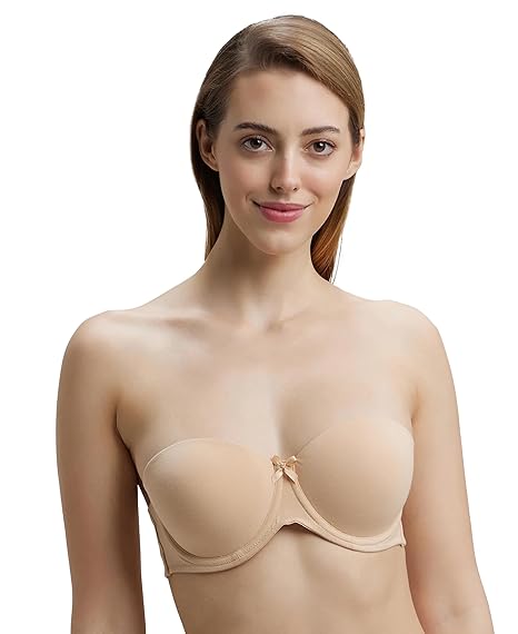 Jockey FE52 Women’s Strapless Underwired Cotton Bra – Padded Full Coverage Multiway Style